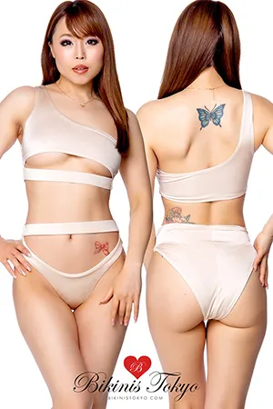 ワンショルダーハイウエストカットアウトビキニセット