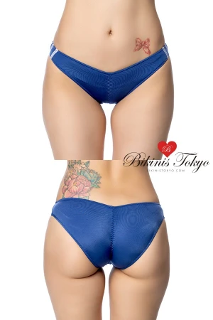 柔らかストレッチ素材センターシャーリング食込み加工ローライズブルマ・ブルー