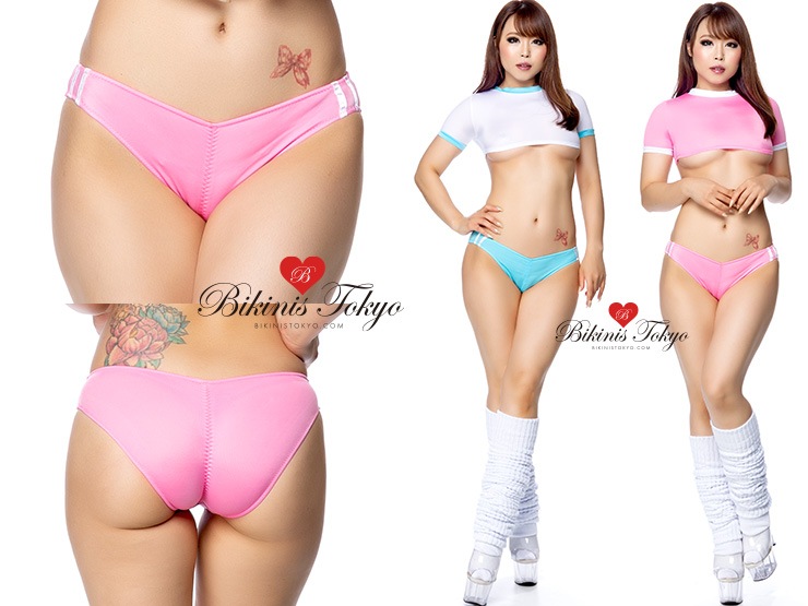 柔らかストレッチ素材センターシャーリング食込み加工ローライズブルマ・ピンク