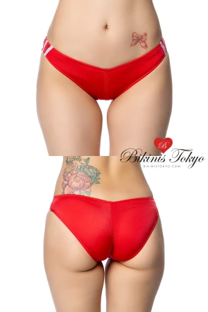 柔らかストレッチ素材センターシャーリング食込み加工ローライズブルマ・レッド