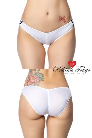 柔らかストレッチ素材センターシャーリング食込み加工ローライズブルマ・ホワイト