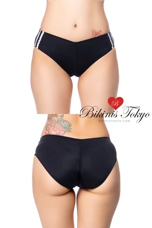 柔らかストレッチ素材センターシャーリング食込み加工ブルマ・ブラック