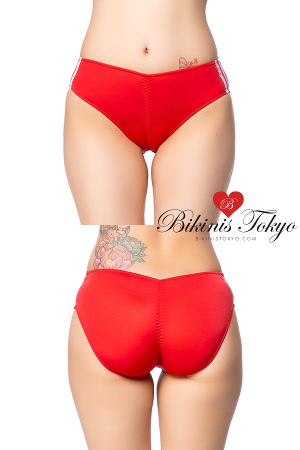 柔らかストレッチ素材センターシャーリング食込み加工ブルマ・レッド