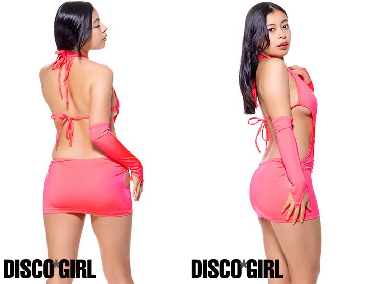 フロント＆サイドリング付きマイクロミニ ボディコン・コーラルオレンジ