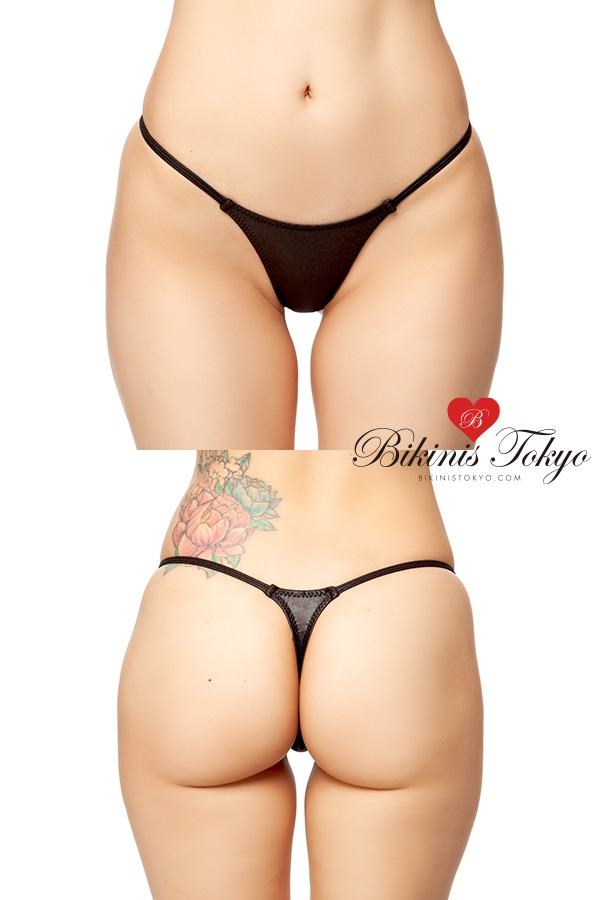 Wet素材艶ミニTバックショーツ・ブラック