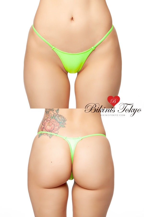 Wet素材艶ミニTバックショーツ・ライム