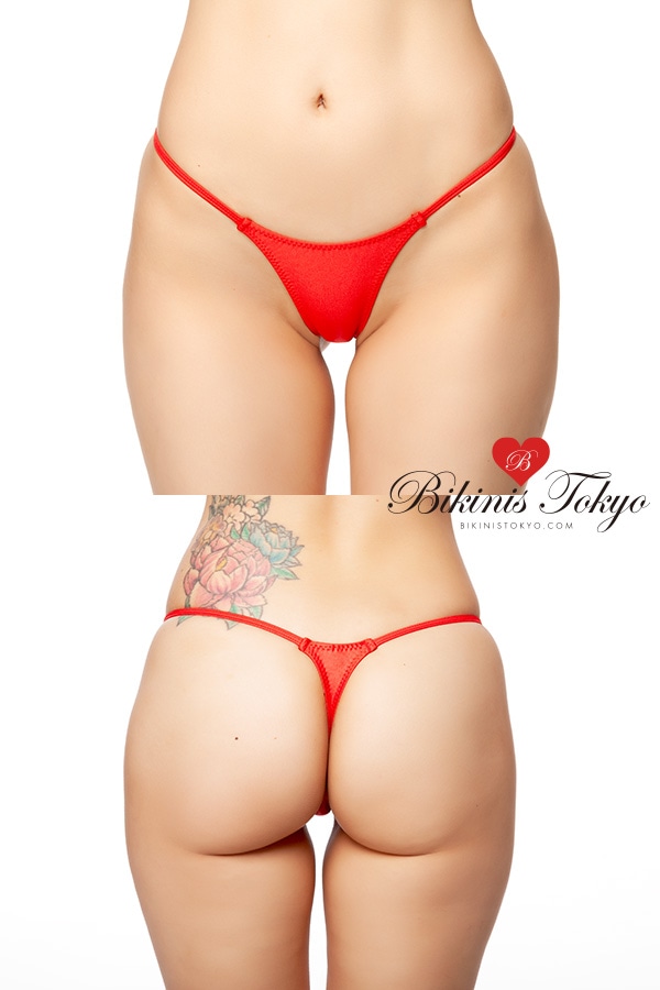 Wet素材艶ミニTバックショーツ・レッド