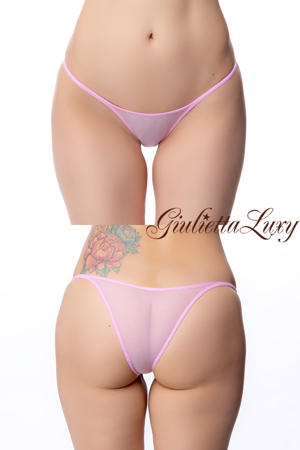 ツルツルもちもちシースルー素材のハギなしショーツ・ピンク