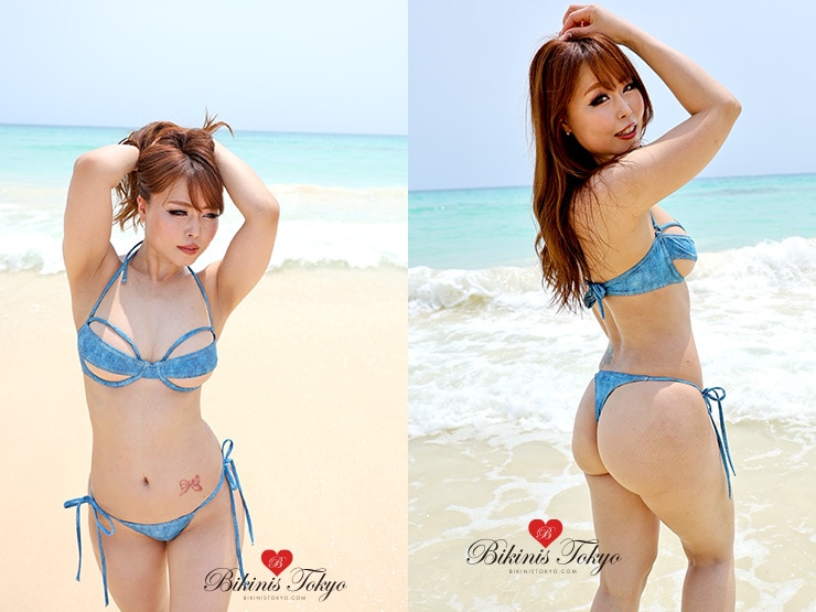 デニムプリント変形ビキニセットTバック