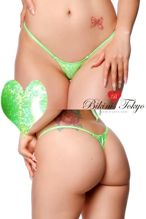 【BikinisTokyoオリジナル】マイクロTバックショーツ・ホログラムラメライム
