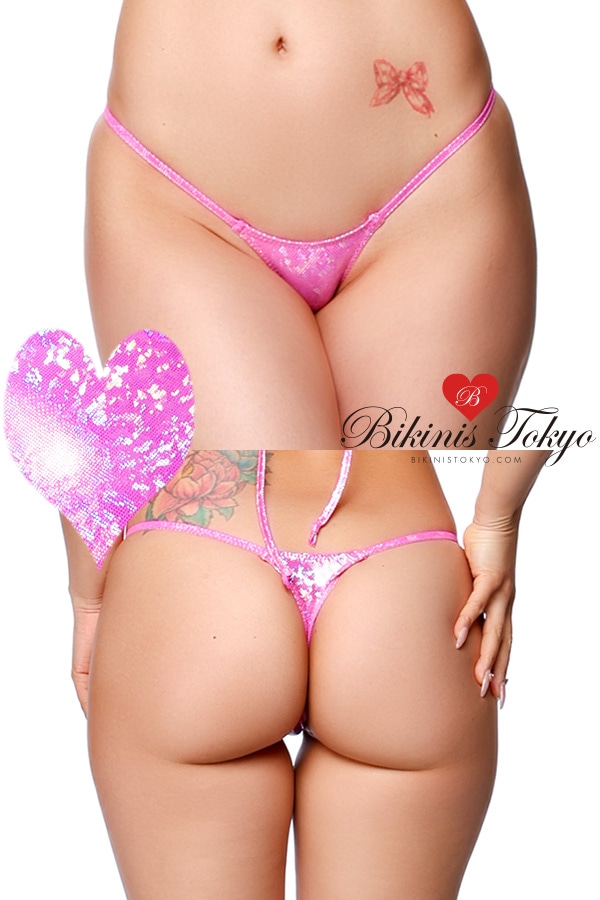 【BikinisTokyoオリジナル】マイクロTバックショーツ・ホログラムラメピンク