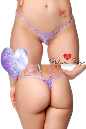 【BikinisTokyoオリジナル】マイクロTバックショーツ・ホログラムラメラベンダー