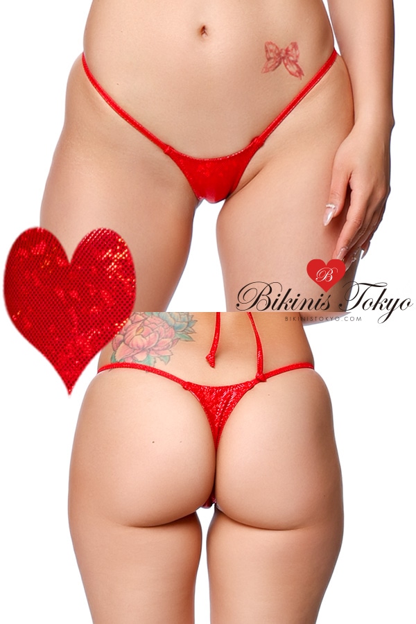 【BikinisTokyoオリジナル】マイクロTバックショーツ・ホログラムラメレッド