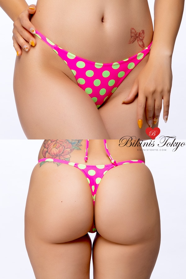 【BikinisTokyoオリジナル】Tバックショーツ・ピンクライムドット