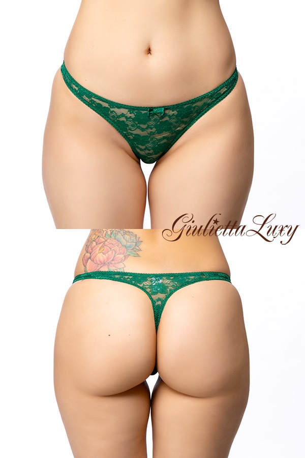 【ユニセックス】総レースTバックショーツ・グリーン