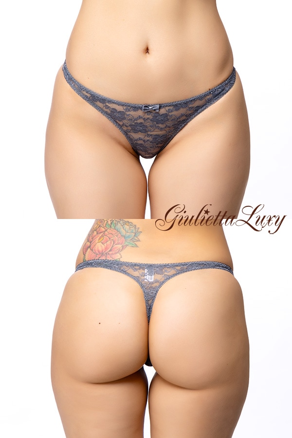 【ユニセックス】総レースTバックショーツ・グレー