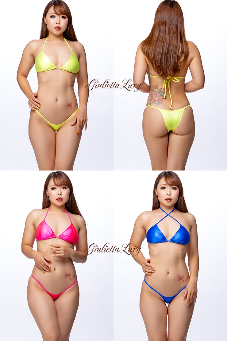 Wet素材ローライズハーフバックショーツ・レッド