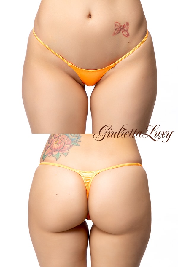 Wet素材ローライズTバックショーツ・オレンジ