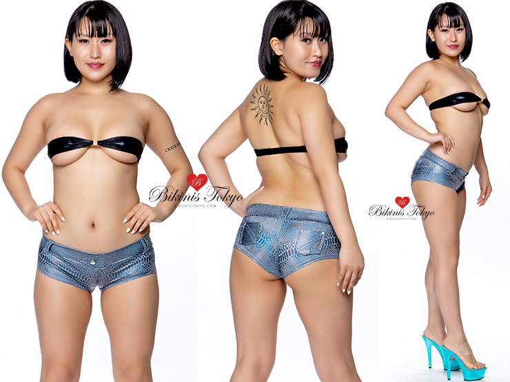 マイクロミニ ホットパンツ・スネークグレーブラック