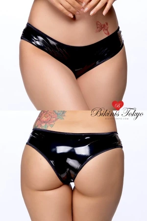 エナメル調ホットパンツボトム・ブラック