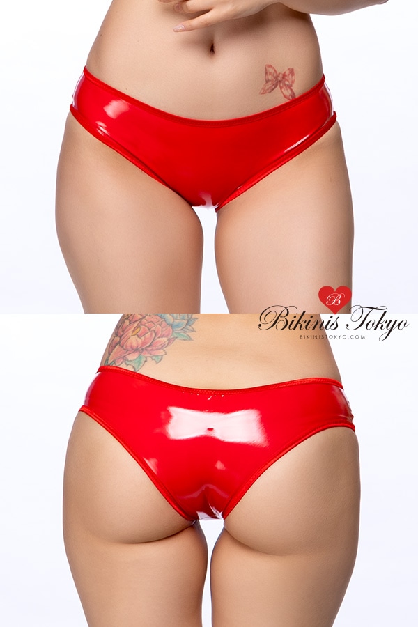 エナメル調ホットパンツボトム・レッド