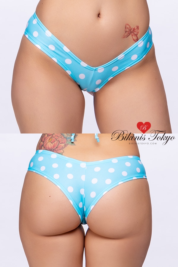 【BikinisTokyoオリジナル】マイクロヒップハングボトム・ブルーホワイトドット