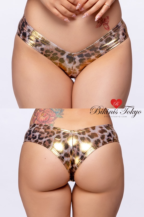 【BikinisTokyoオリジナル】マイクロヒップハングボトム・ゴールドラメレオパード