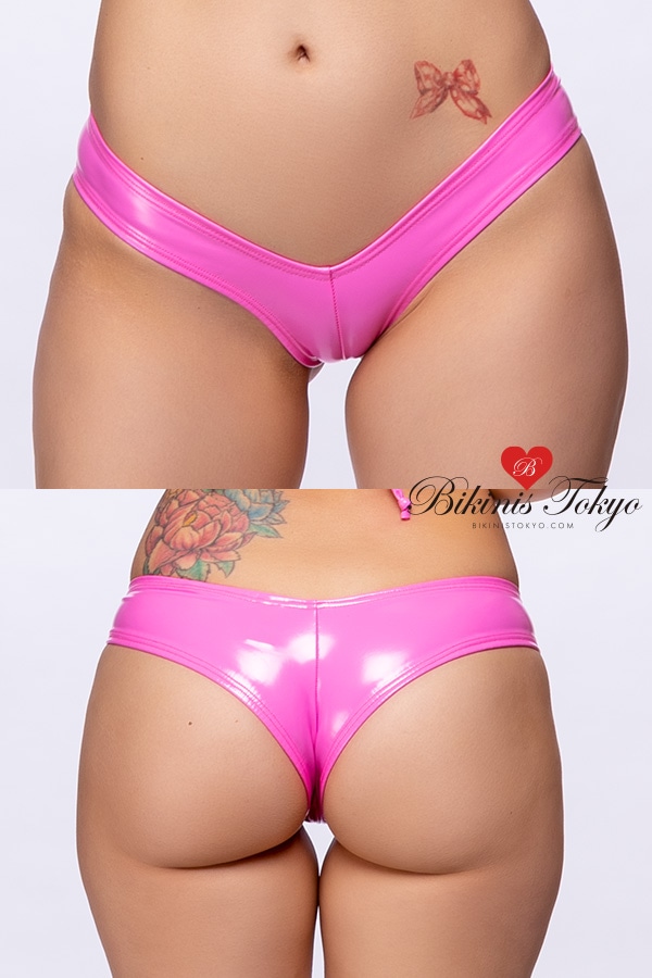 【BikinisTokyoオリジナル】マイクロヒップハングボトム・ツルテカビニール調ピンク