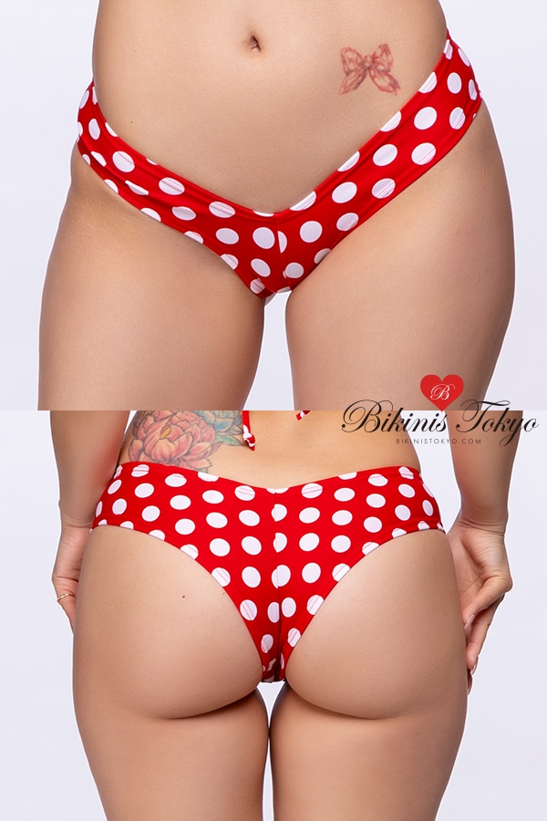 【BikinisTokyoオリジナル】マイクロヒップハングボトム・レッドホワイトドット