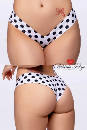 【BikinisTokyoオリジナル】マイクロヒップハングボトム・ホワイトブラックドット