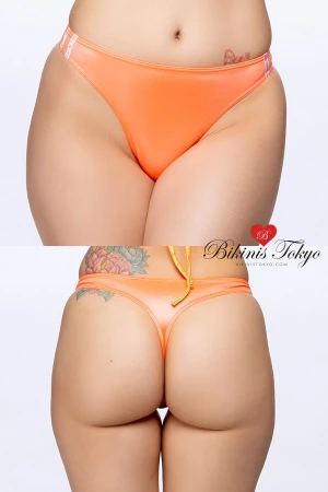 【ユニセックス】スーパーウェット素材ライン入りTバックブルマ・オレンジ