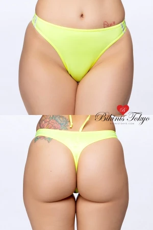 【ユニセックス】スーパーウェット素材ライン入りTバックブルマ・イエロー