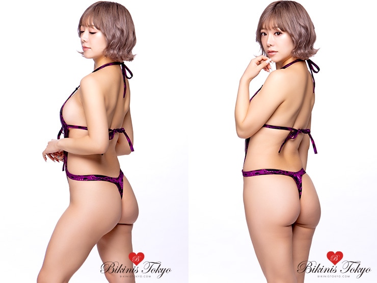 変形ハイレグTバックレオタード・メタリックファイヤーピンク