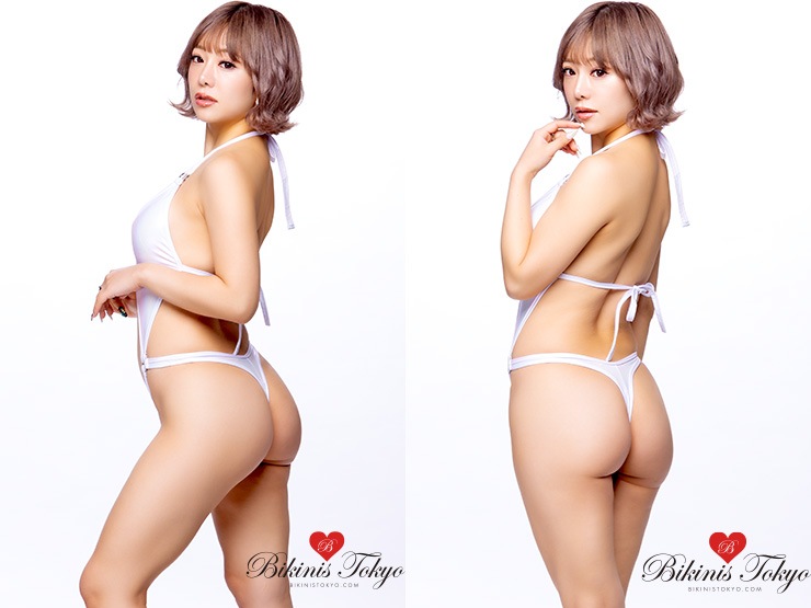 フロントクロス繋ぎハイレグTバックモノキニ・虹色ラメホワイト