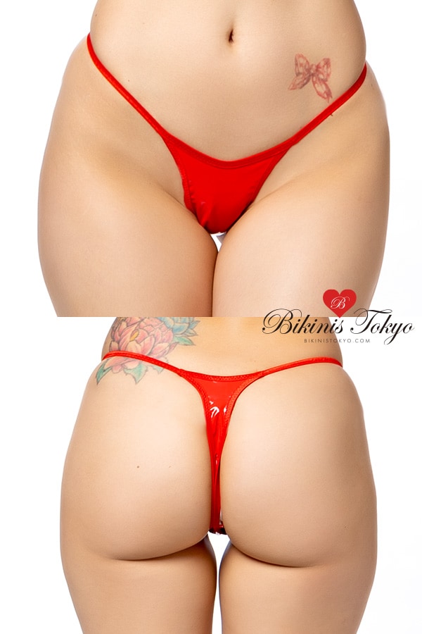 エナメルハイレグショーツTバック・レッド