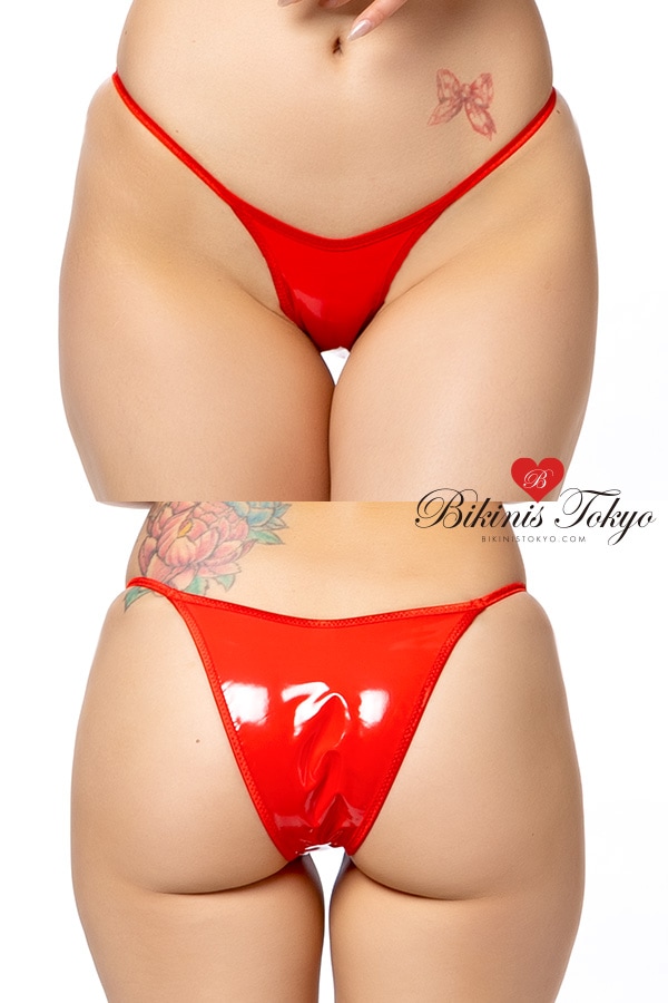 エナメルハイレグショーツフルバック・レッド