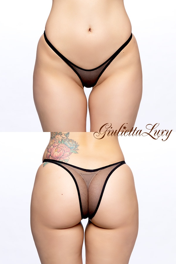 スケスケチュール素材ハイレグショーツ・ブラック