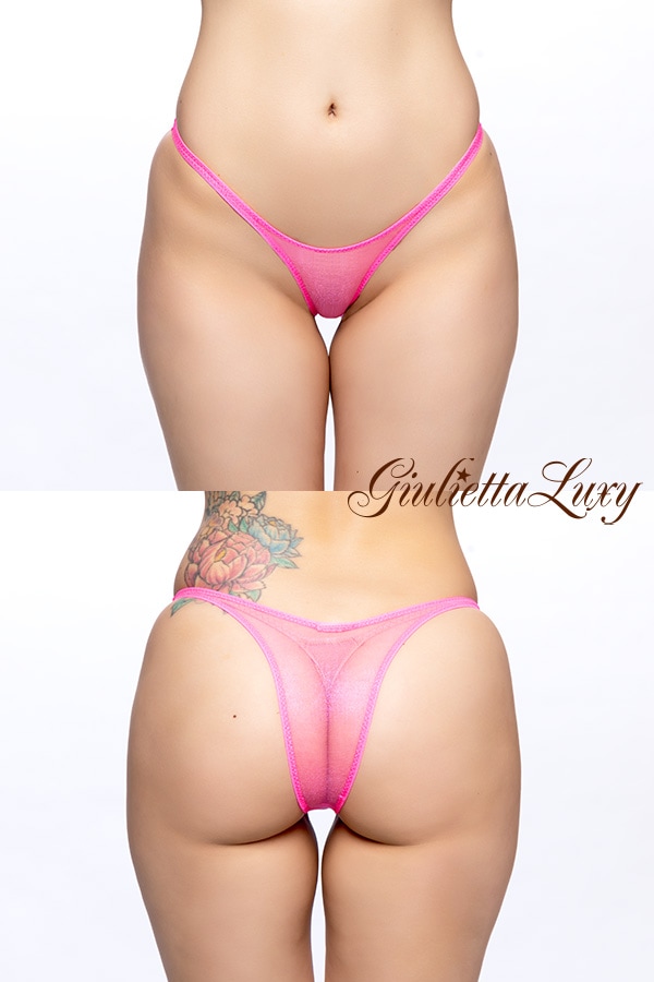 スケスケチュール素材ハイレグショーツ・ピンク