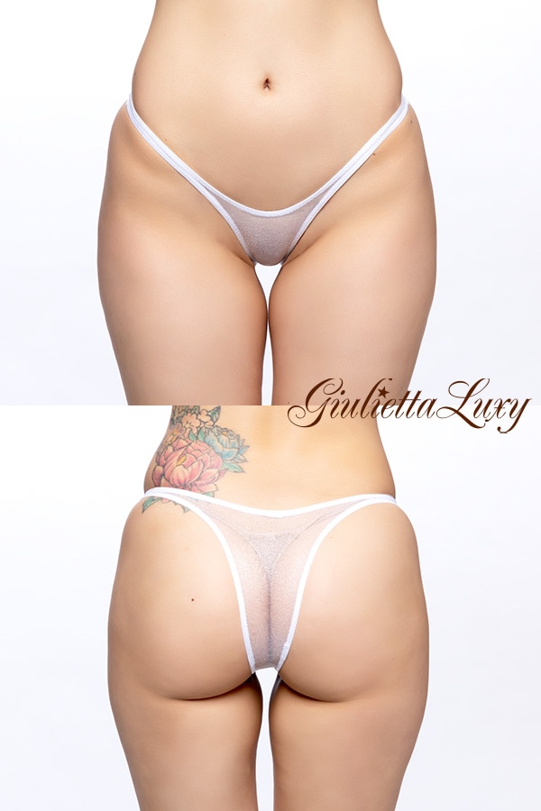 スケスケチュール素材ハイレグショーツ・ホワイト