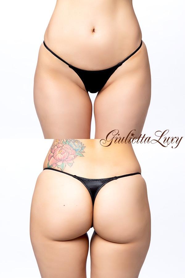 光沢Tバックショーツ・ブラック