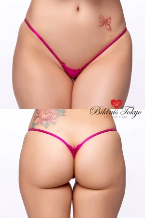 【BikinisTokyoオリジナル】極小マイクロTバックショーツ・サイドメタリックホログラムラメホットピンク