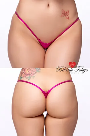 【BikinisTokyoオリジナル】極小マイクロTバックショーツ・サイドメタリックホログラムラメホットピンク