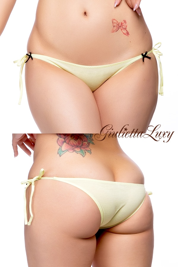 コットン素材横ひもローライズショーツ・イエロー