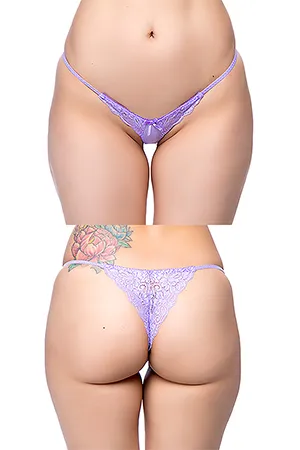 Tフロントバックレースハーフバックショーツ・ラベンダー