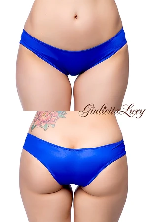 光沢スーパーWET素材ローライズボックスショーツ・ブルー