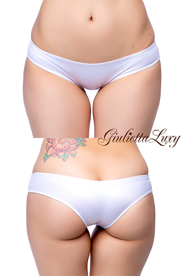 光沢スーパーWET素材ローライズボックスショーツ・ホワイト