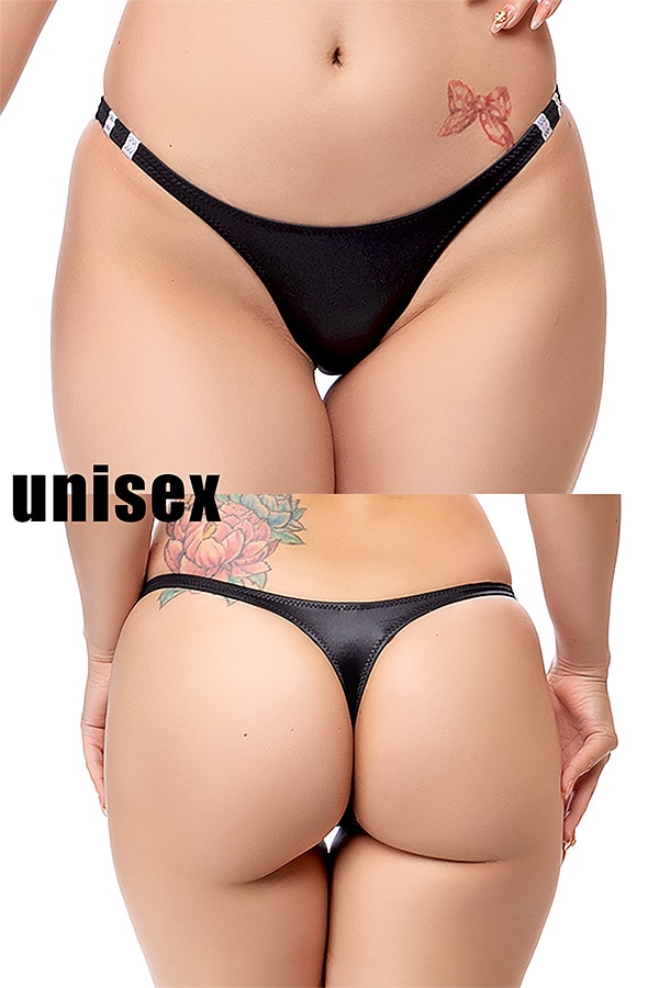 【ユニセックス】スーパーウェット素材サイド細めTバックブルマショーツ・ブラック