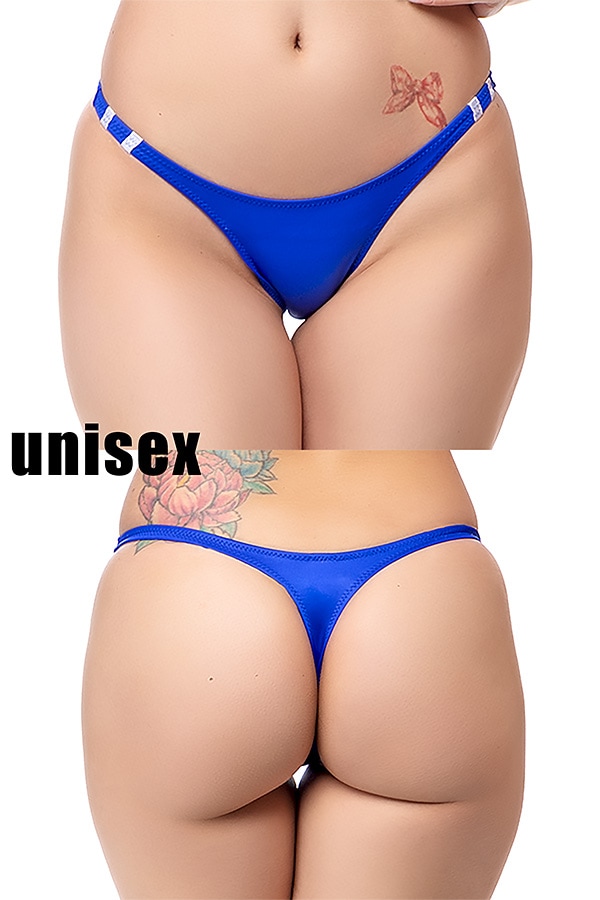 【ユニセックス】スーパーウェット素材サイド細めTバックブルマショーツ・ブルー