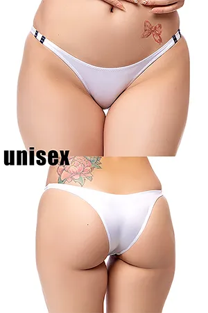 【ユニセックス】スーパーウェット素材サイド細めハーフバックブルマショーツ・ホワイト