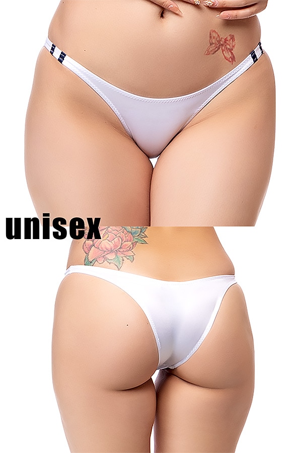 【ユニセックス】スーパーウェット素材サイド細めハーフバックブルマショーツ・ホワイト